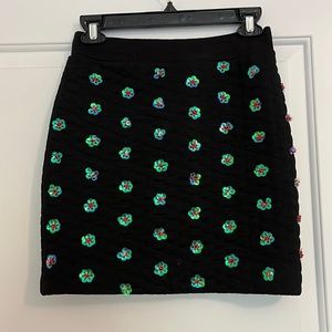 Black Quilted Floral Sequin Mini Skirt: Opening Ceremony